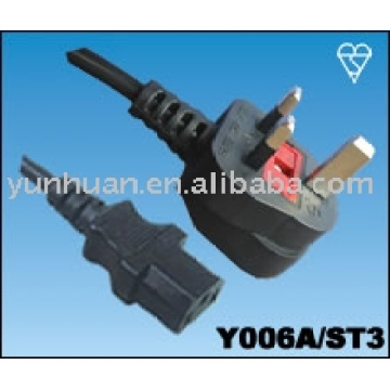 Les cordons d’alimentation standards pour les ordinateurs UK plug style BS standard